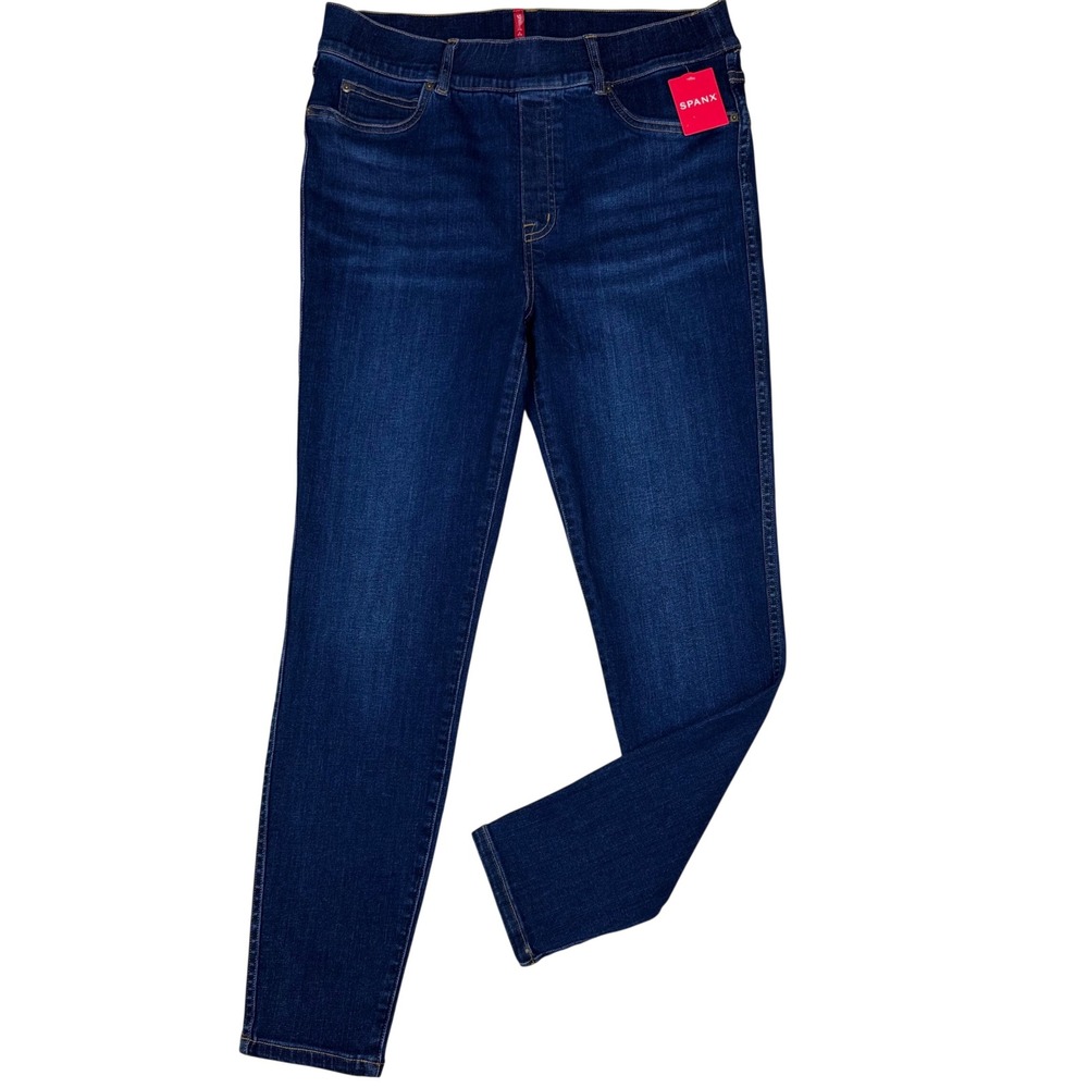 NWT Spanx‎ Ankle Skinny Jeans Pull On Womens Large Midnight Shade Blue Stretch